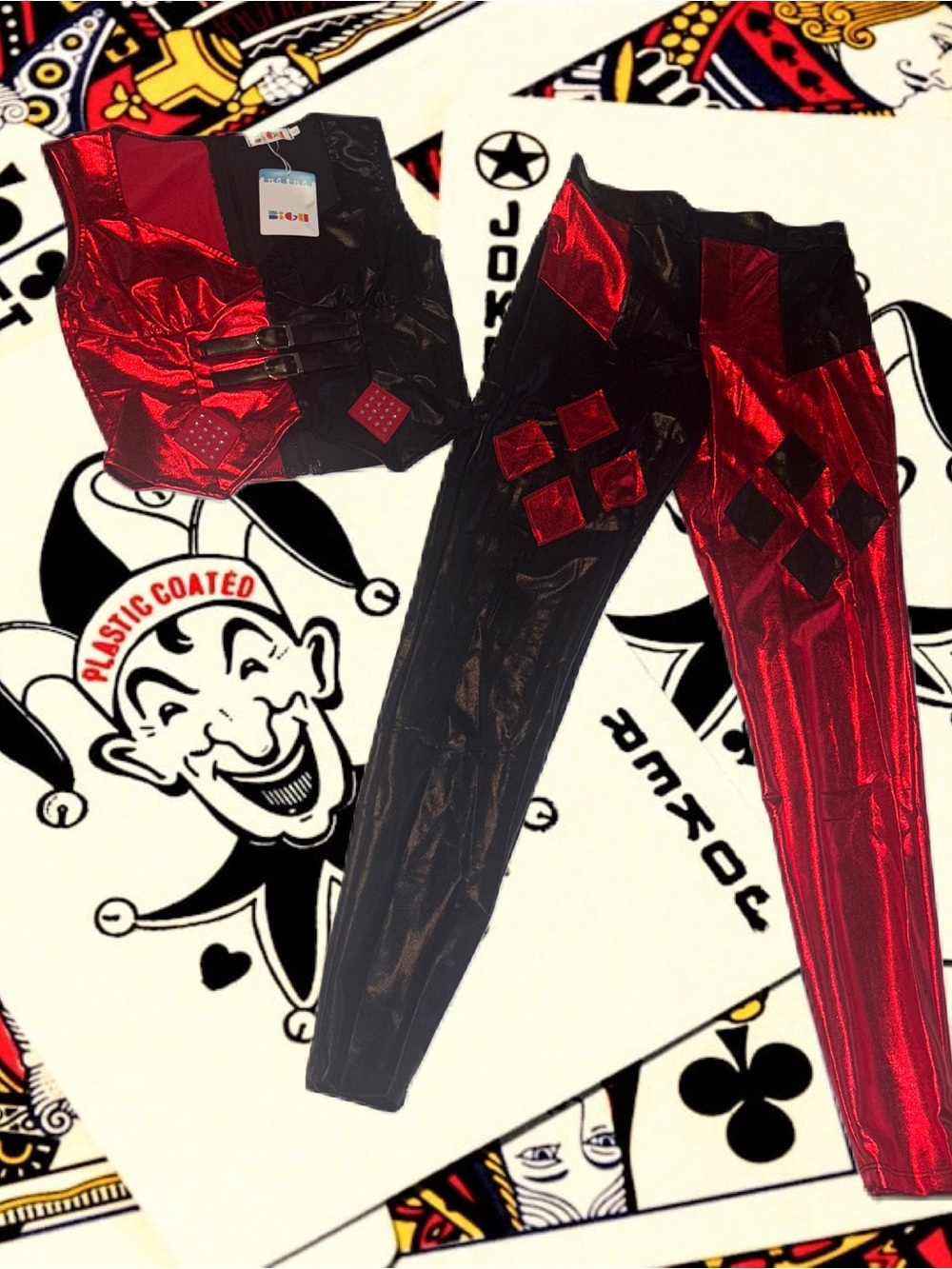 Harley Quinn Arkham City 5 piece set Black & Red Halloween Cosplay Women's S
